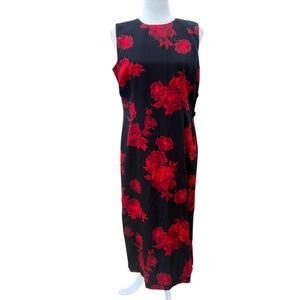 Vintage Black & Red Rose Long Dress <3 10P